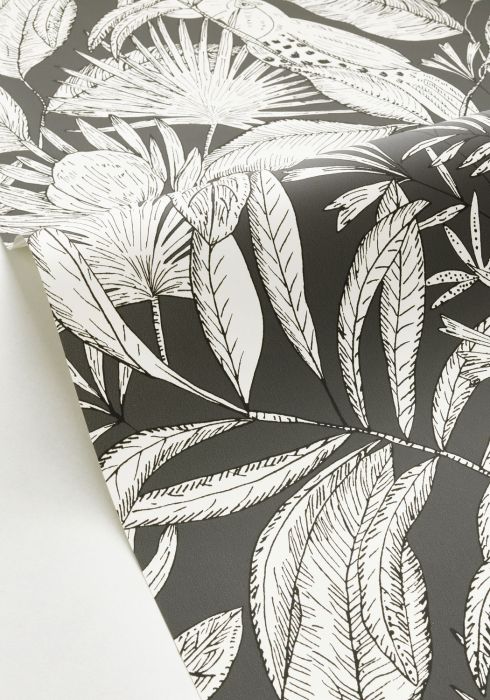 Sample - Jardin Bel Air Garden Leaf Wallpaper - Anthracite