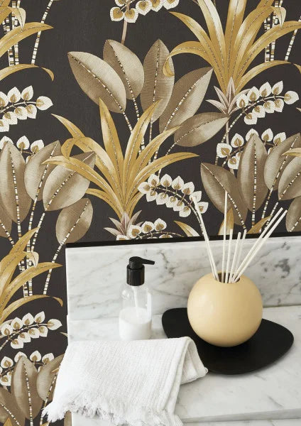 Palma Wallpaper - Black/Gold