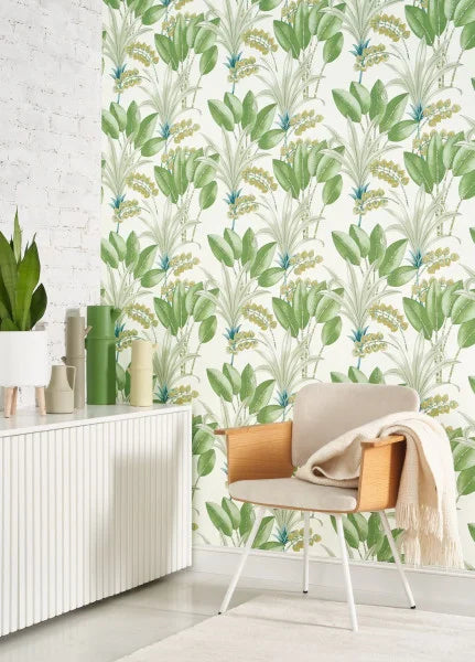 Palma Wallpaper - White/Green