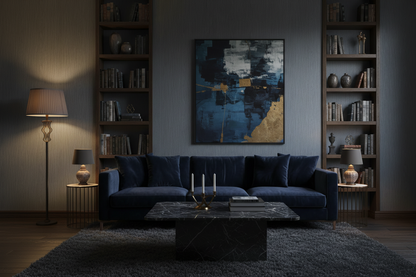 Nobile Blue Black Textured Wallpaper - Dark Moody Room