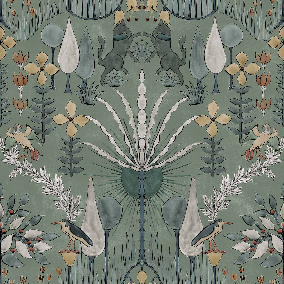 Sample - Oasis  Villa Wallpaper - Celedon