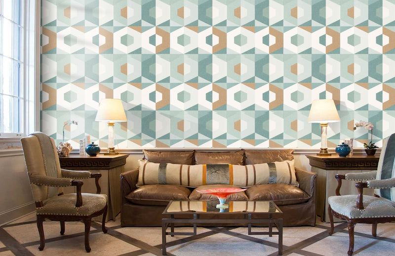 Pop Wallpaper - Vert Deau Vert Emeraude Dore - Discontinuing