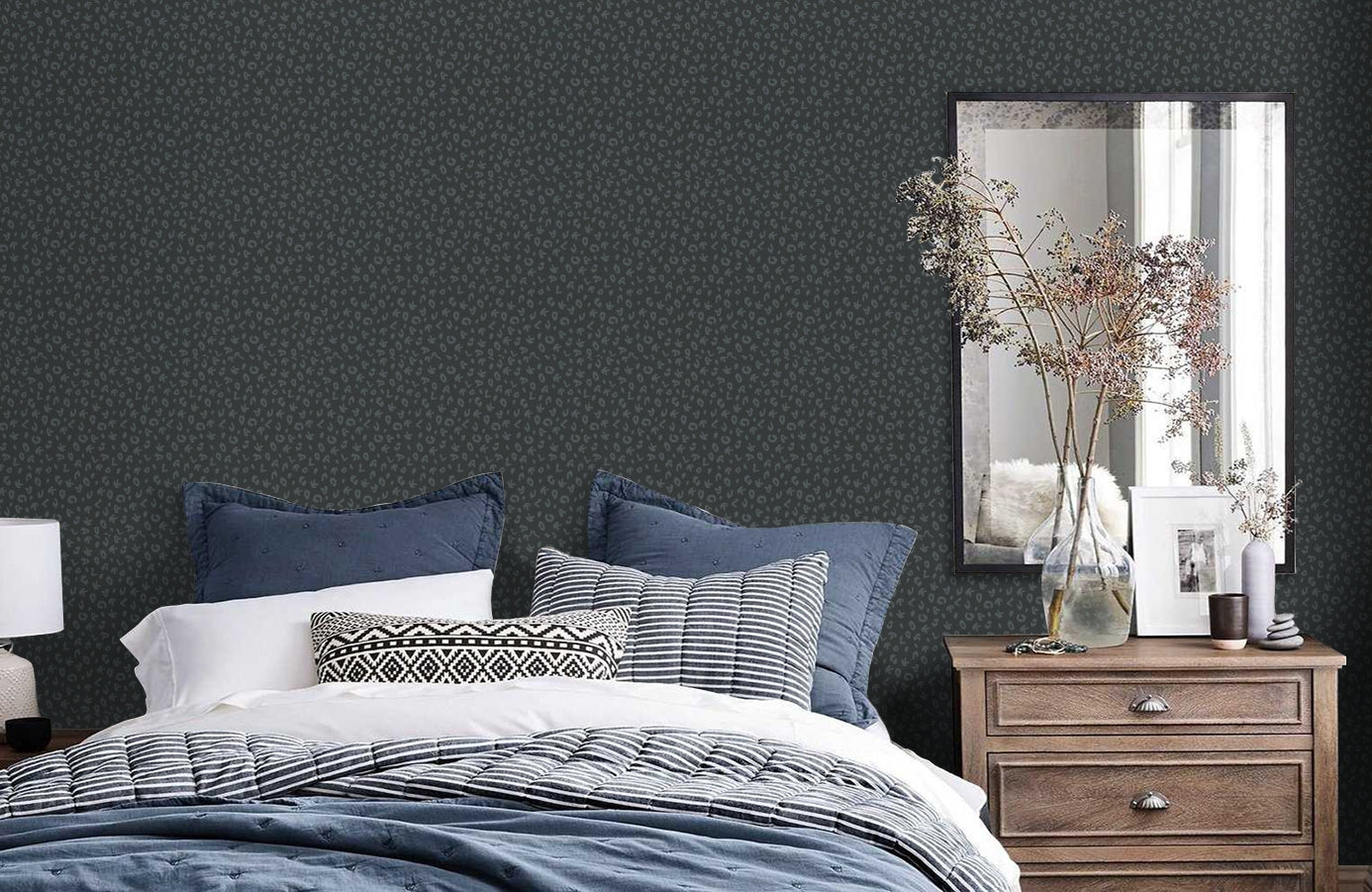 Leopard Alphabet Wallpaper - Charcoal - Discontinuing