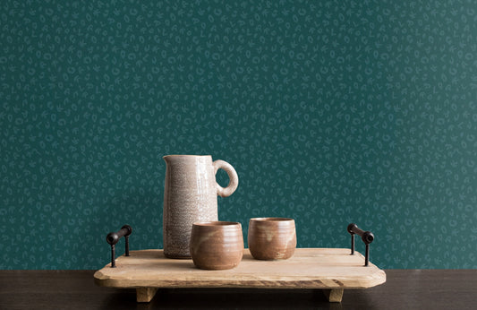 Leopard Alphabet Wallpaper - Teal - Discontinuing