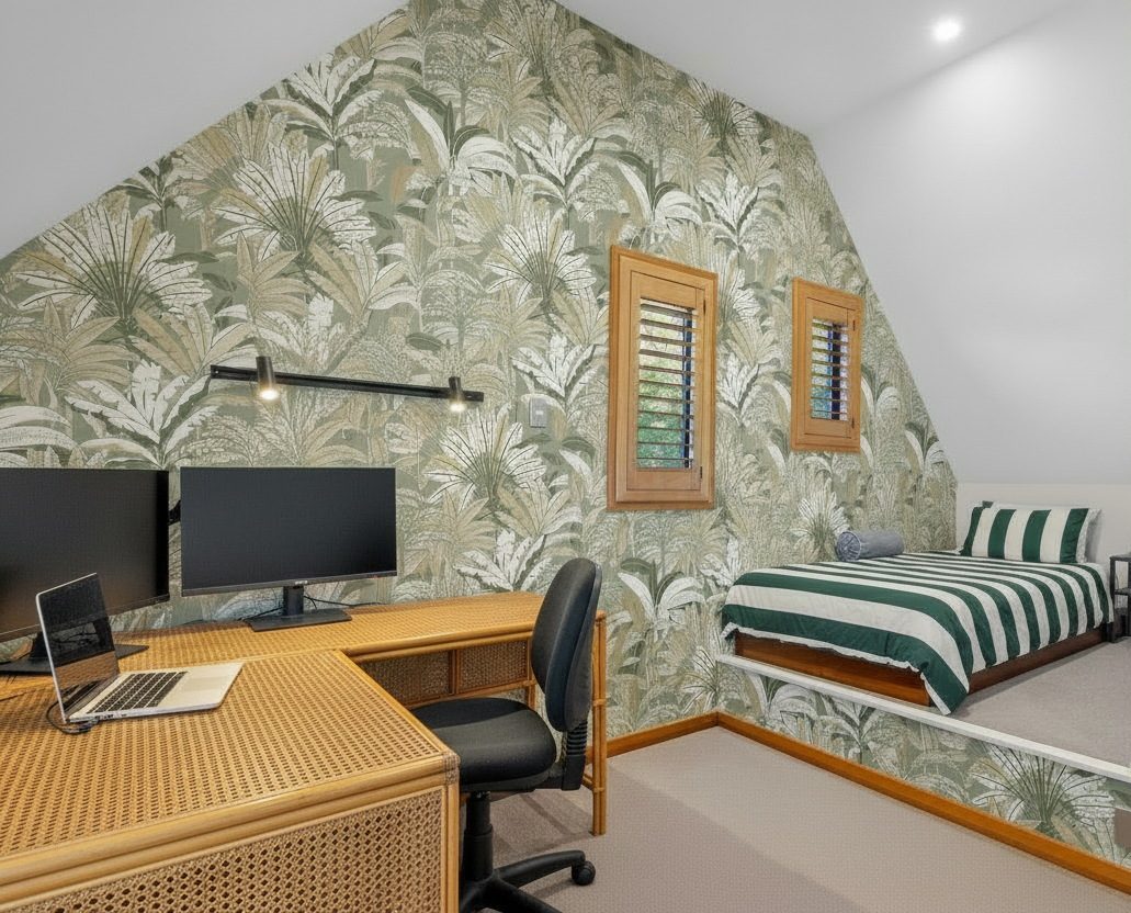 Office bedroom with cane desk