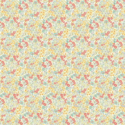 Flora Ditsy Wallpaper - Coral & Sky