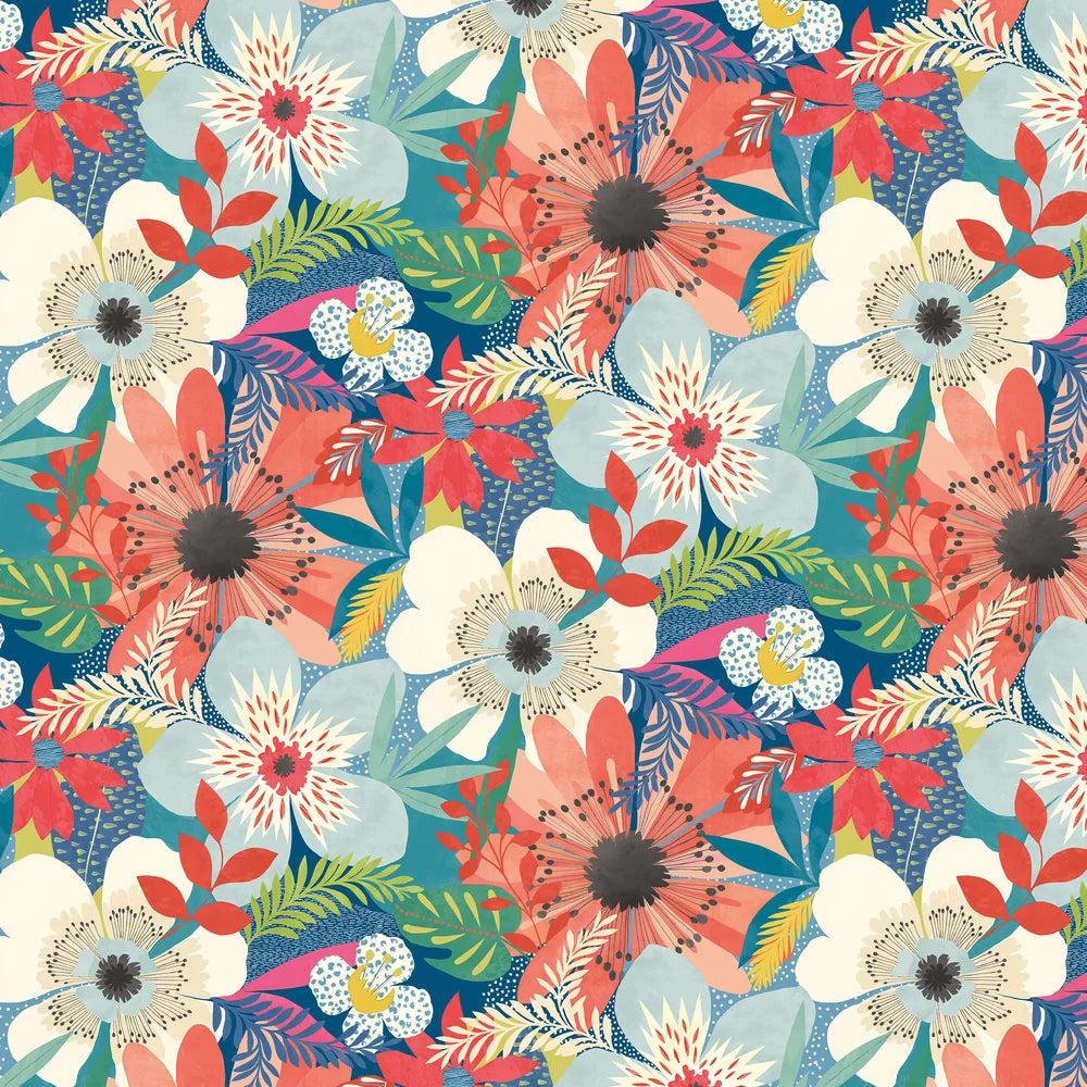 Sample - Floral Riot Wallpaper - Ohpopsi - Indigo