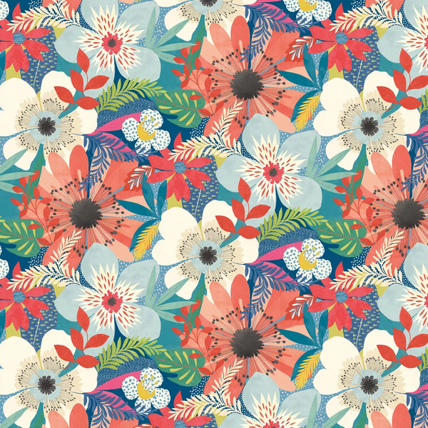Sample - Floral Riot Wallpaper - Ohpopsi - Indigo