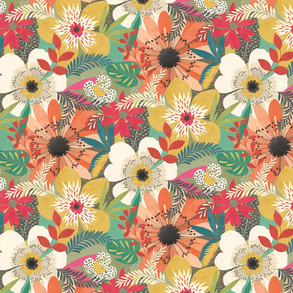 Floral Riot Wallpaper - Ohpopsi - Olive