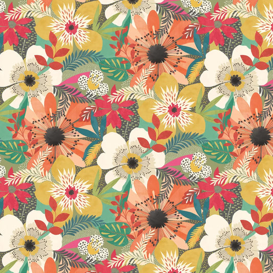 Floral Riot Wallpaper - Ohpopsi - Olive