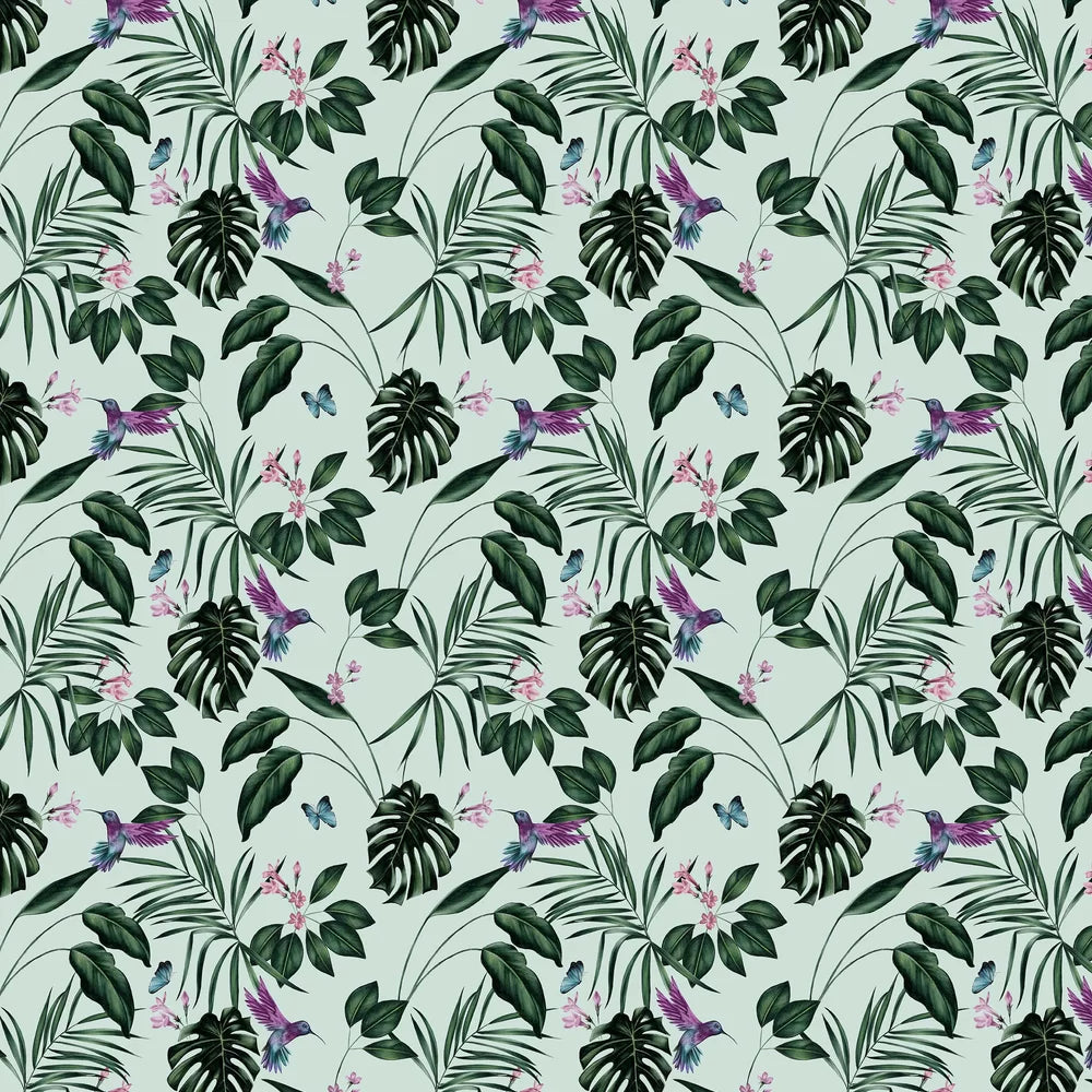 Hummingbird Wallpaper - Ohpopsi - Duck Egg