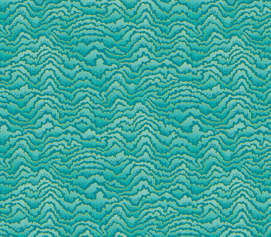 Contour Wallpaper - Ohpopsi - Turquoise & Lemon