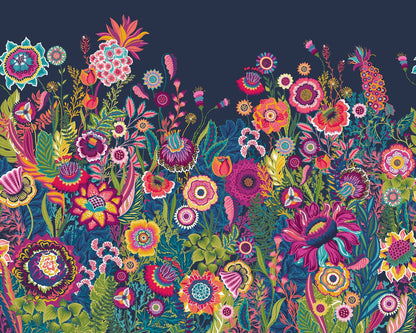 Bloom - Indigo - Hybrid Wallpaper Mural