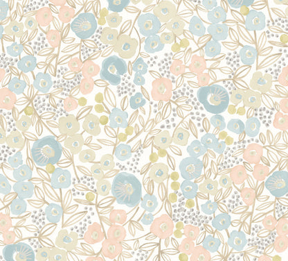 Flora Ditsy Wallpaper - Silver