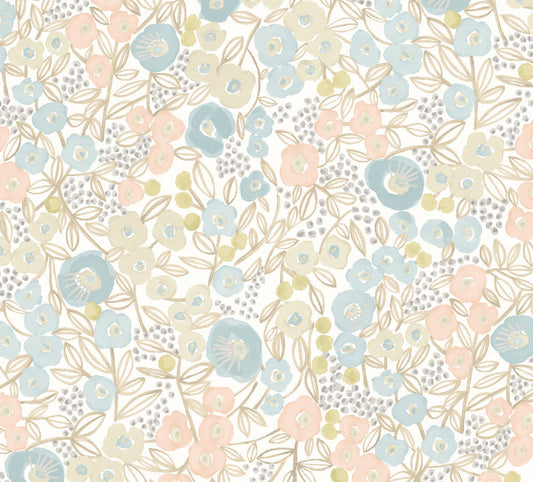 Flora Ditsy Wallpaper - Silver