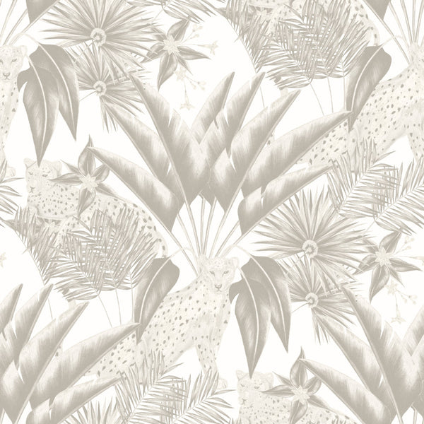 Sample - Jungle Cheetah Wallpaper - Ohpopsi - Silver Grey