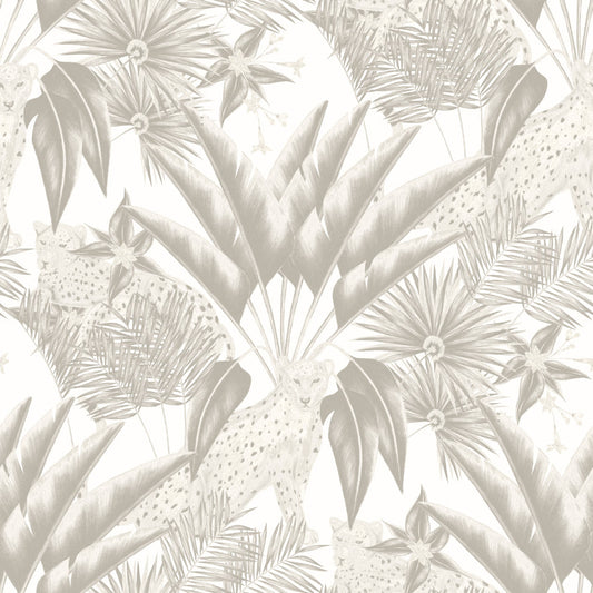 Jungle Cheetah Wallpaper - Ohpopsi - Silver Grey