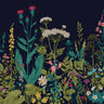 Botanical Fleur Mural Wallpaper - Indigo