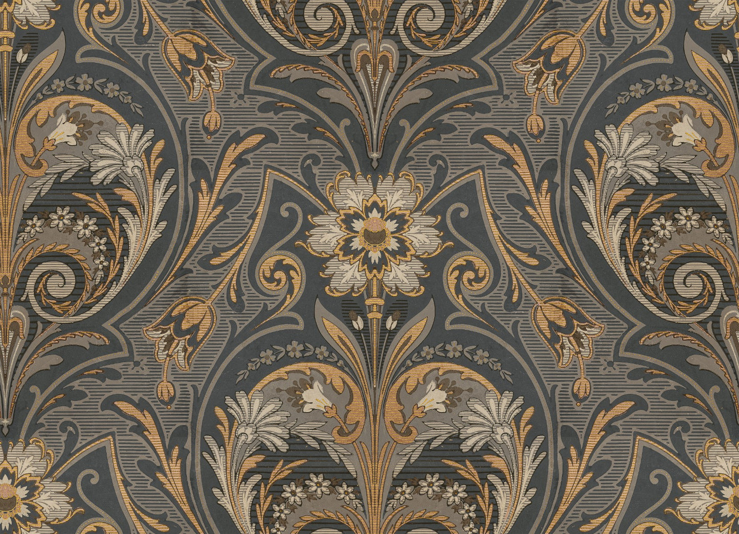 Oscar Antique Medallion - Custom Sized Wallpaper Mural (per m2) - Dark Grey