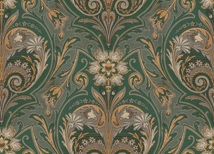 Oscar Antique Medallion - Custom Sized Wallpaper Mural (per m2) - Green