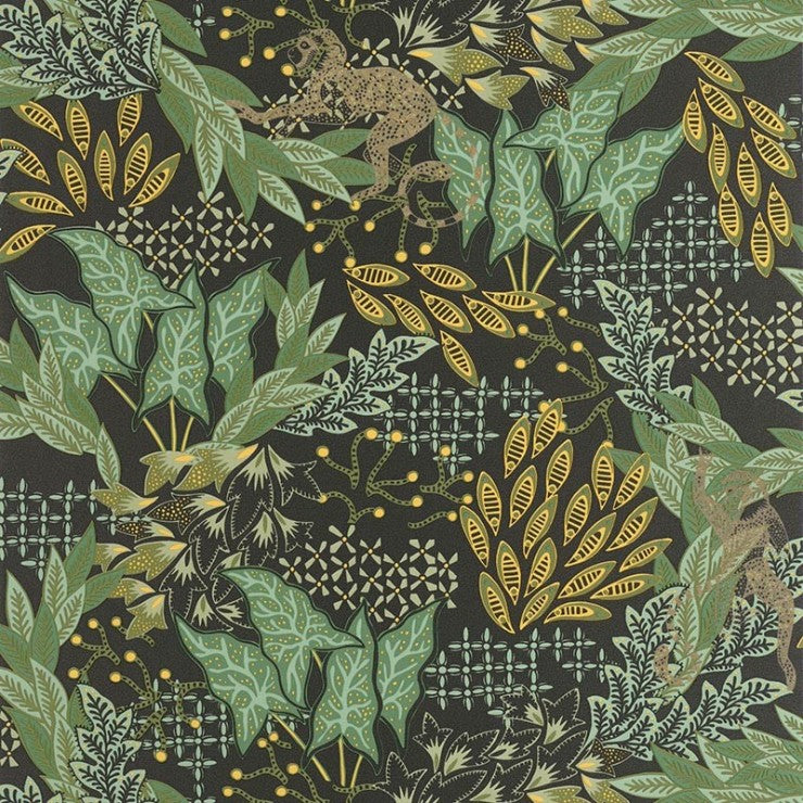 Borneo Wallpaper - Black Green Gold