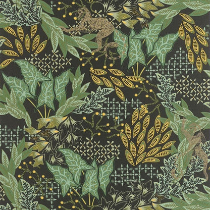 Borneo Wallpaper - Black Green Gold