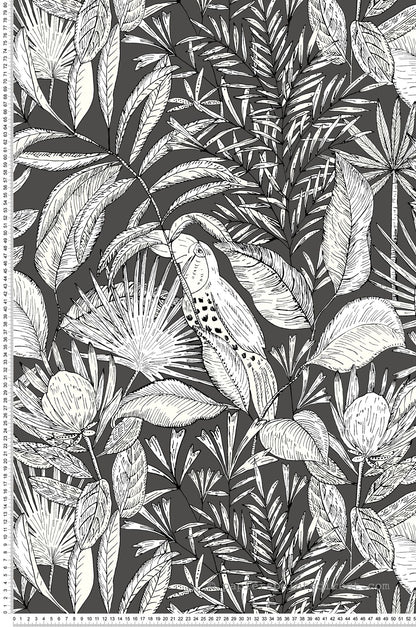Jardin Bel Air Garden Leaf Wallpaper - Anthracite