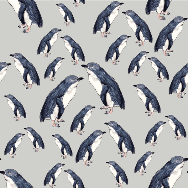 Sample - Penguin NZ wallpaper - Custom Print Wallpaper - Grey