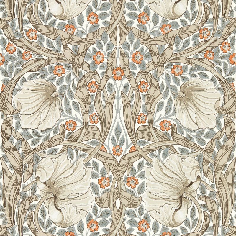 Sample - Pimpernel Wallpaper - Linen/Coral