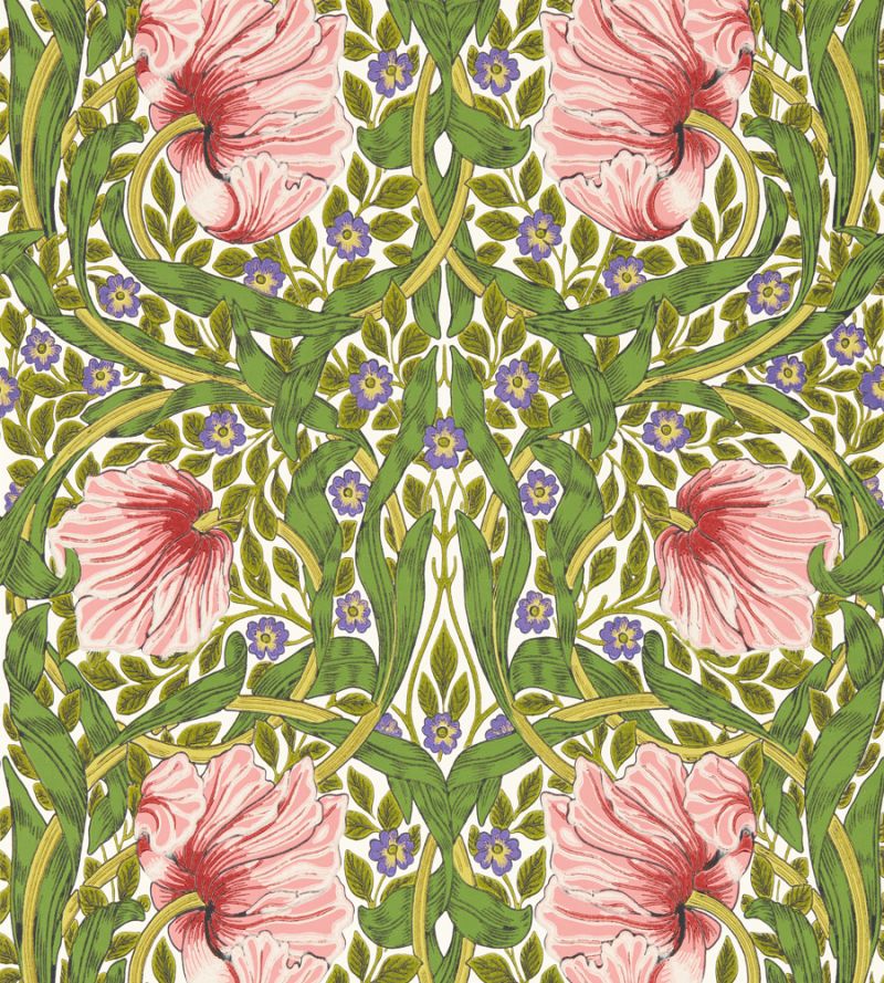 Sample - Pimpernel Wallpaper - Sap Green/Strawberry