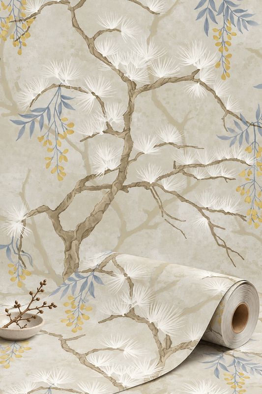 Pine Shadow Wisteria Wallpaper – Beige