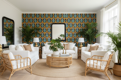 Pineapple Wallpaper Yellow Background Room Shot