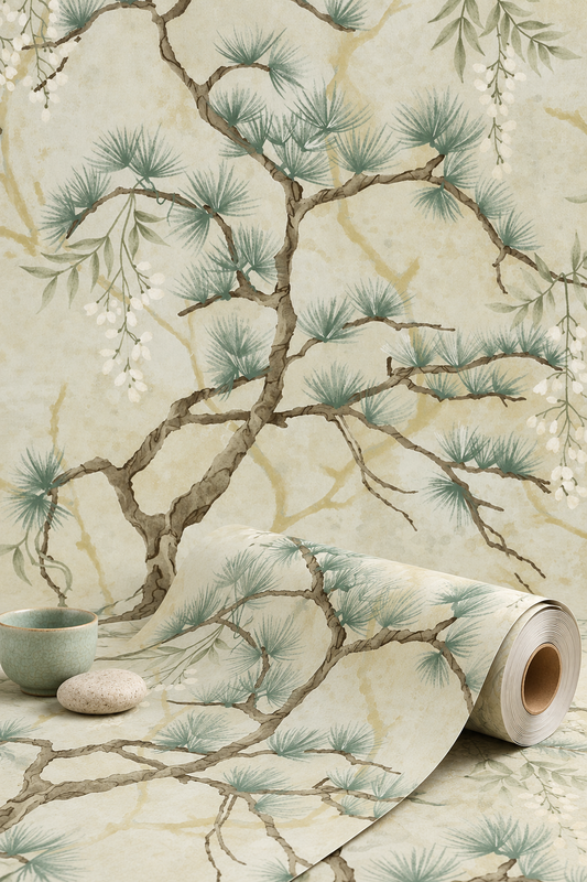 Pine Shadow Wisteria Wallpaper - Taupe
