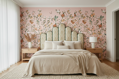 Pink Ceiling and Walls Bedroom with Imperial Gardens Mural