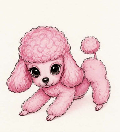 Pink Poodle - Custom Sized Wallpaper Mural (per m2)
