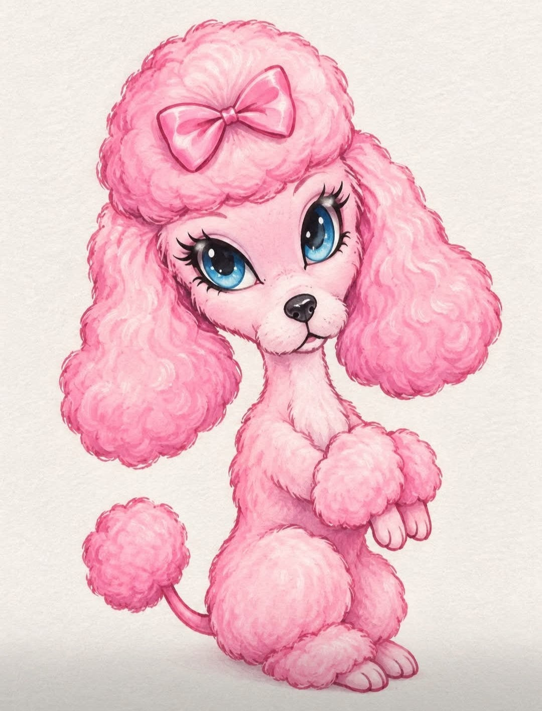 Pink Poodle - Custom Sized Wallpaper Mural (per m2)