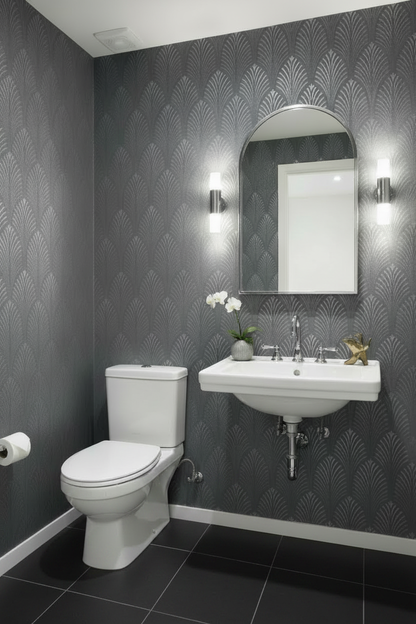 Powder Room - Black Floor Tiles