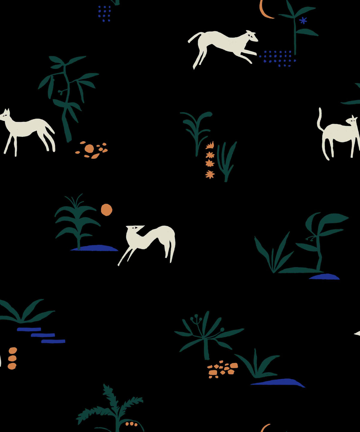Sample - Prehistoric Animal Wallpaper - Black