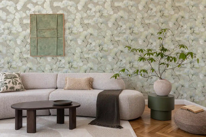 Elara Ginkgo Wallpaper – Aqua Blue