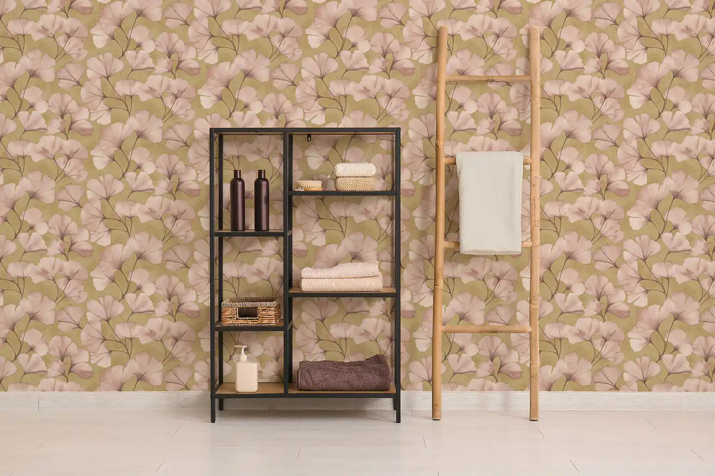 Elara Ginkgo Wallpaper – Blush & Ochre