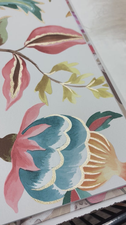 Amaranth – Jacobean Floral Wallpaper – Cream/Teal