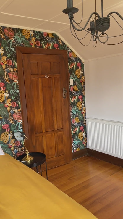 Reverie - Funky Jungle Wallpaper - Charcoal/Black