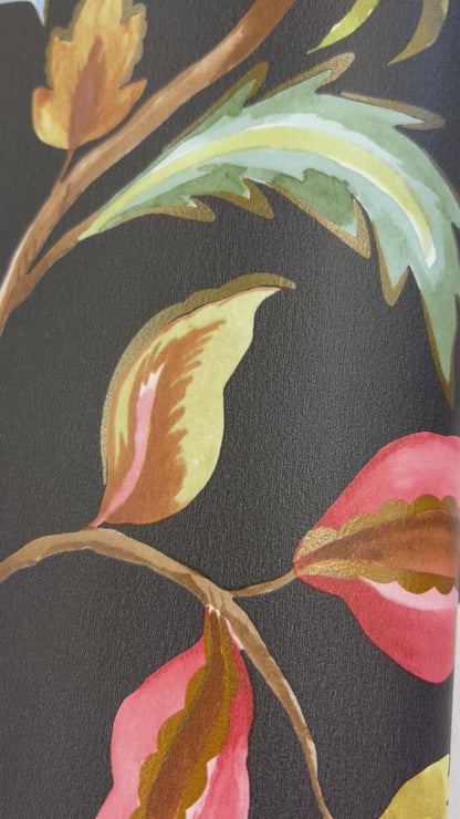 Amaranth – Jacobean Floral Wallpaper – Charcoal