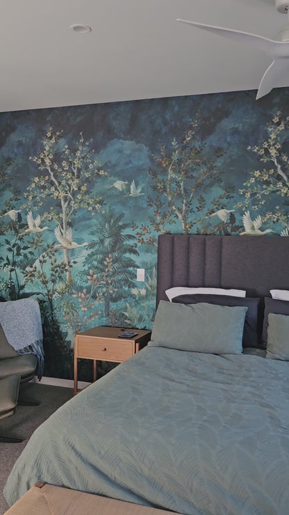 Midnight Canopy Blue Hybrid Wallpaper Mural