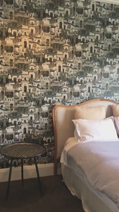 Civita - Moroccan City Wallpaper - Navy - Discontinuing
