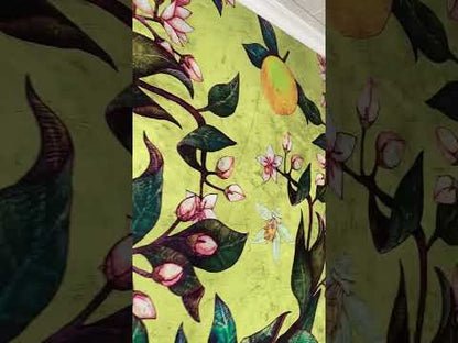 Grapefruit Mural - Green/Yellow - Custom Sized Wallpaper Mural (per m2)