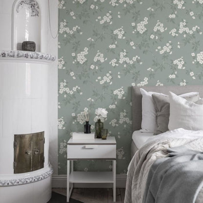 Karin - Apple Blossom Wallpaper - Green - 2 Left on Sale