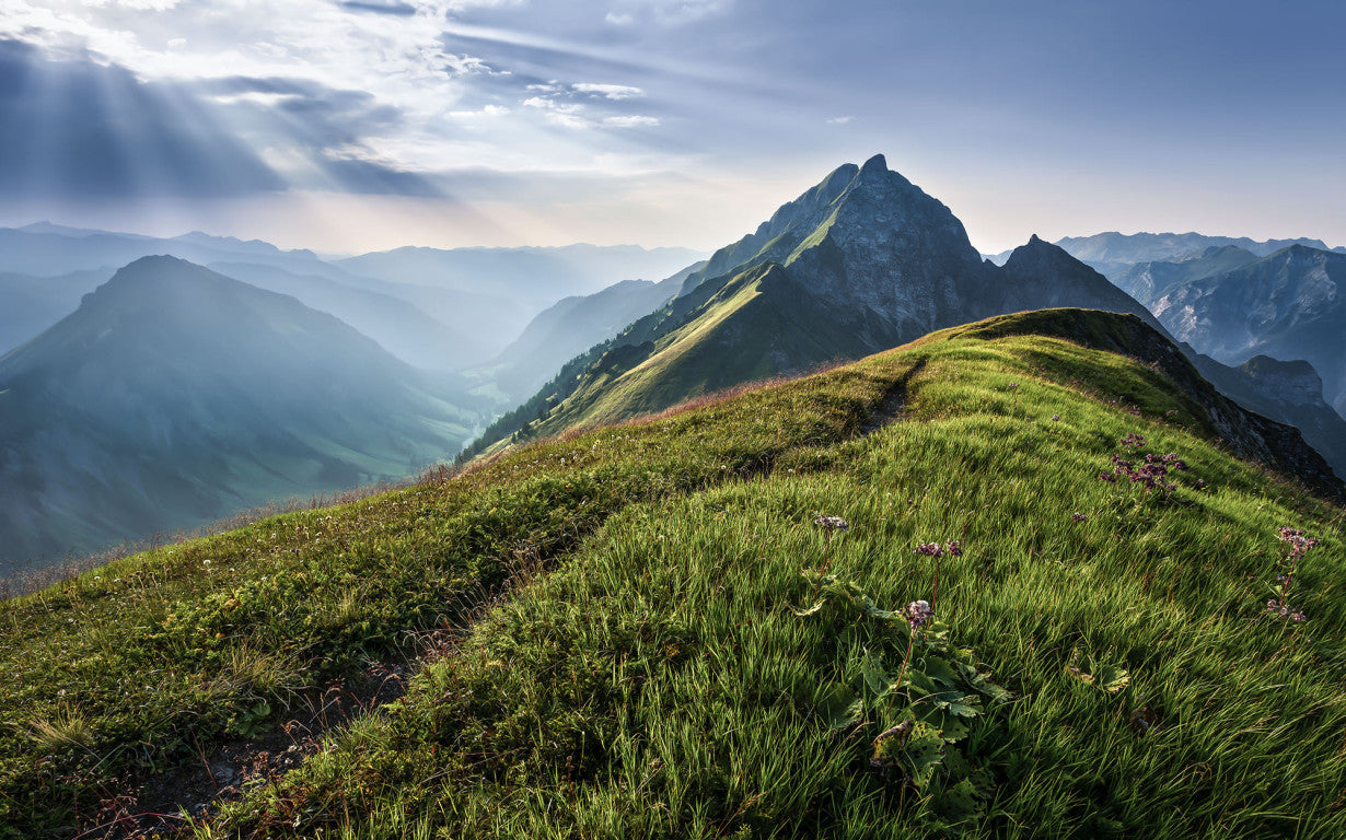 Green Mountains - Custom Sized Wallpaper Mural (per m2)