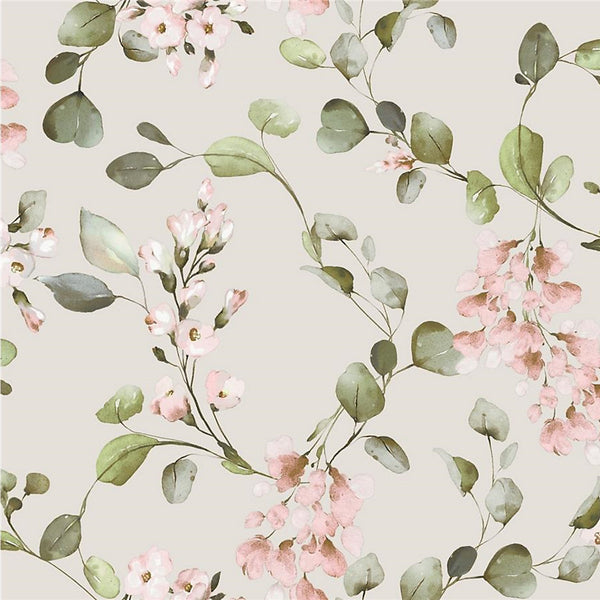 Sample - Rosalie Wallpaper - Cream Pink