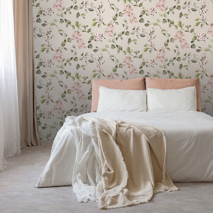 Rosalie Wallpaper - Cream Pink